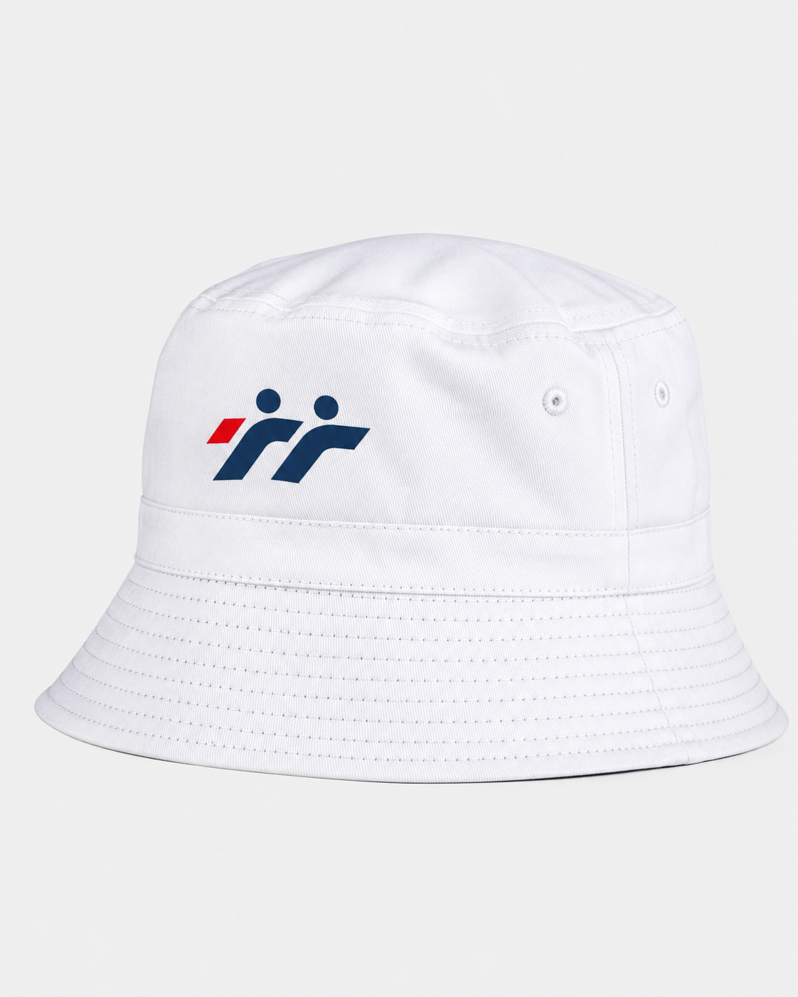 Cappello da pescatore bianco con logo minimalista