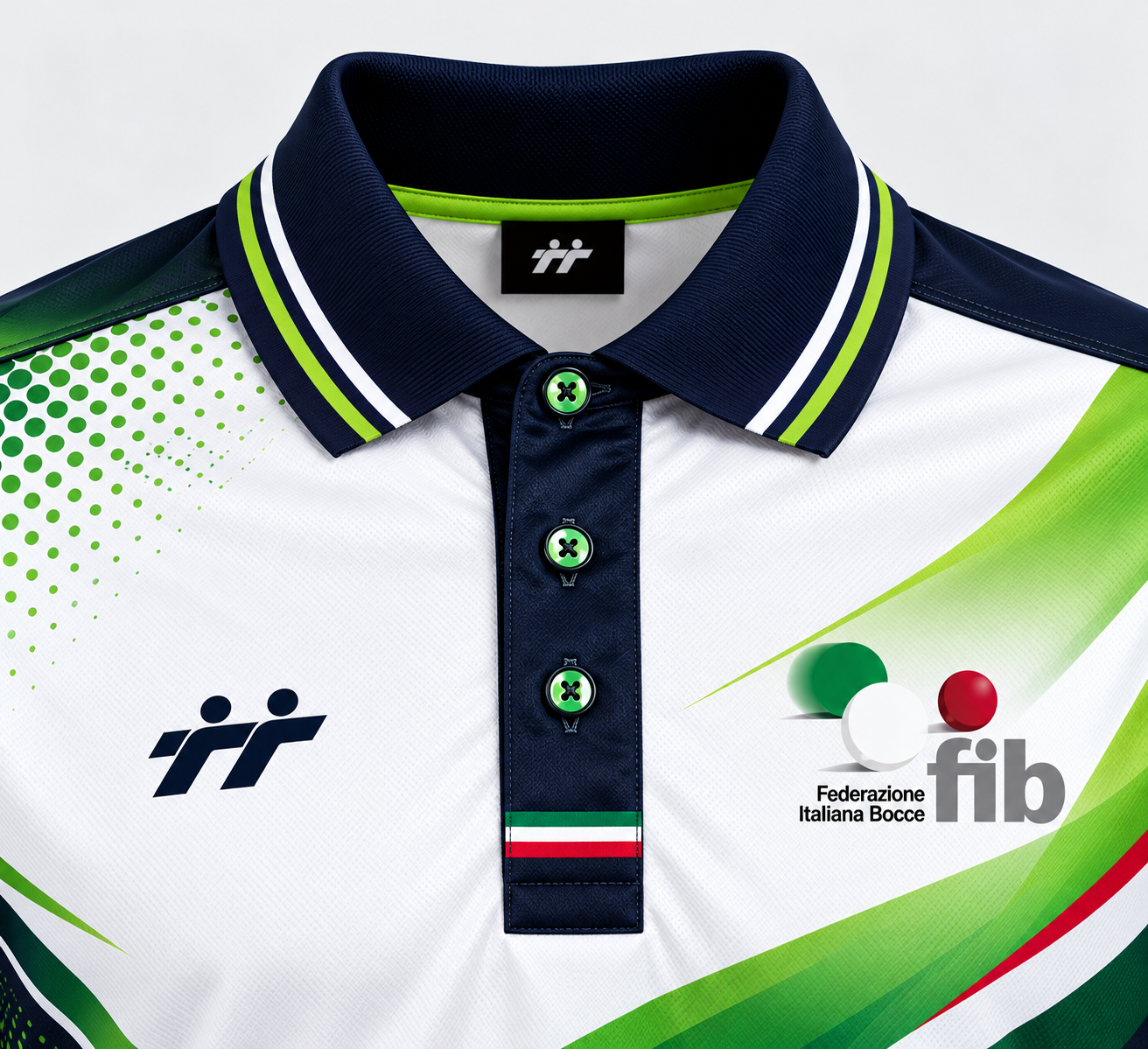 Dettaglio Colletto Polo Federazione Bocce