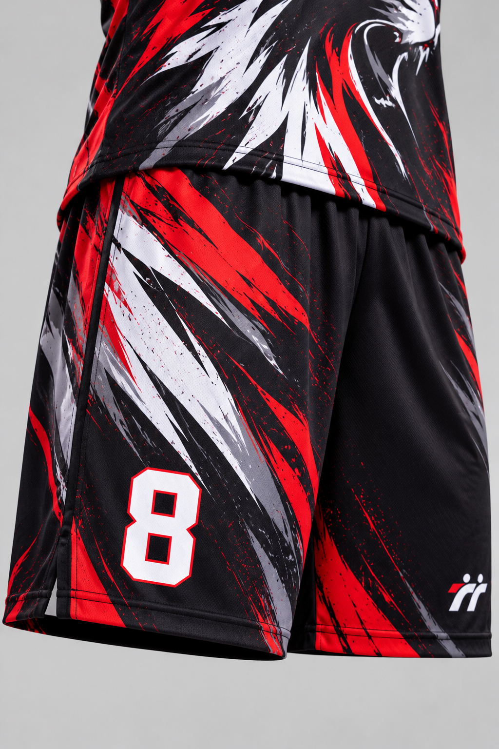 Dettaglio uniforme sportivo con numero 8
