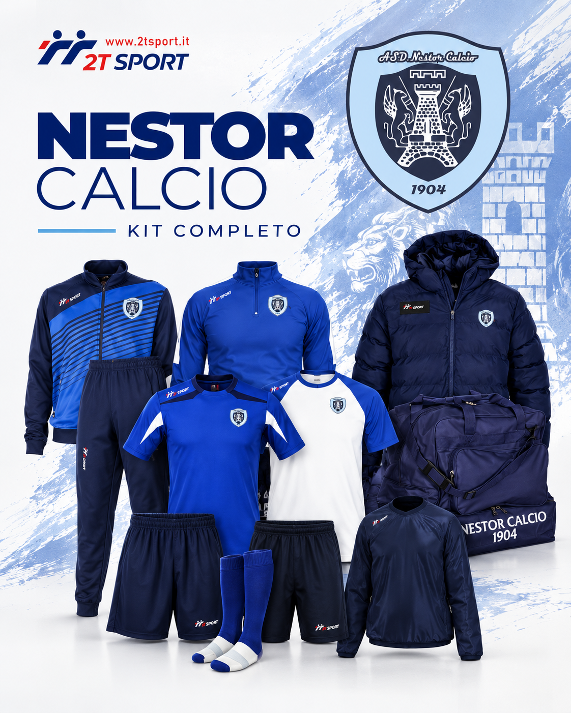 Kit completo Nestor Calcio in blu navy
