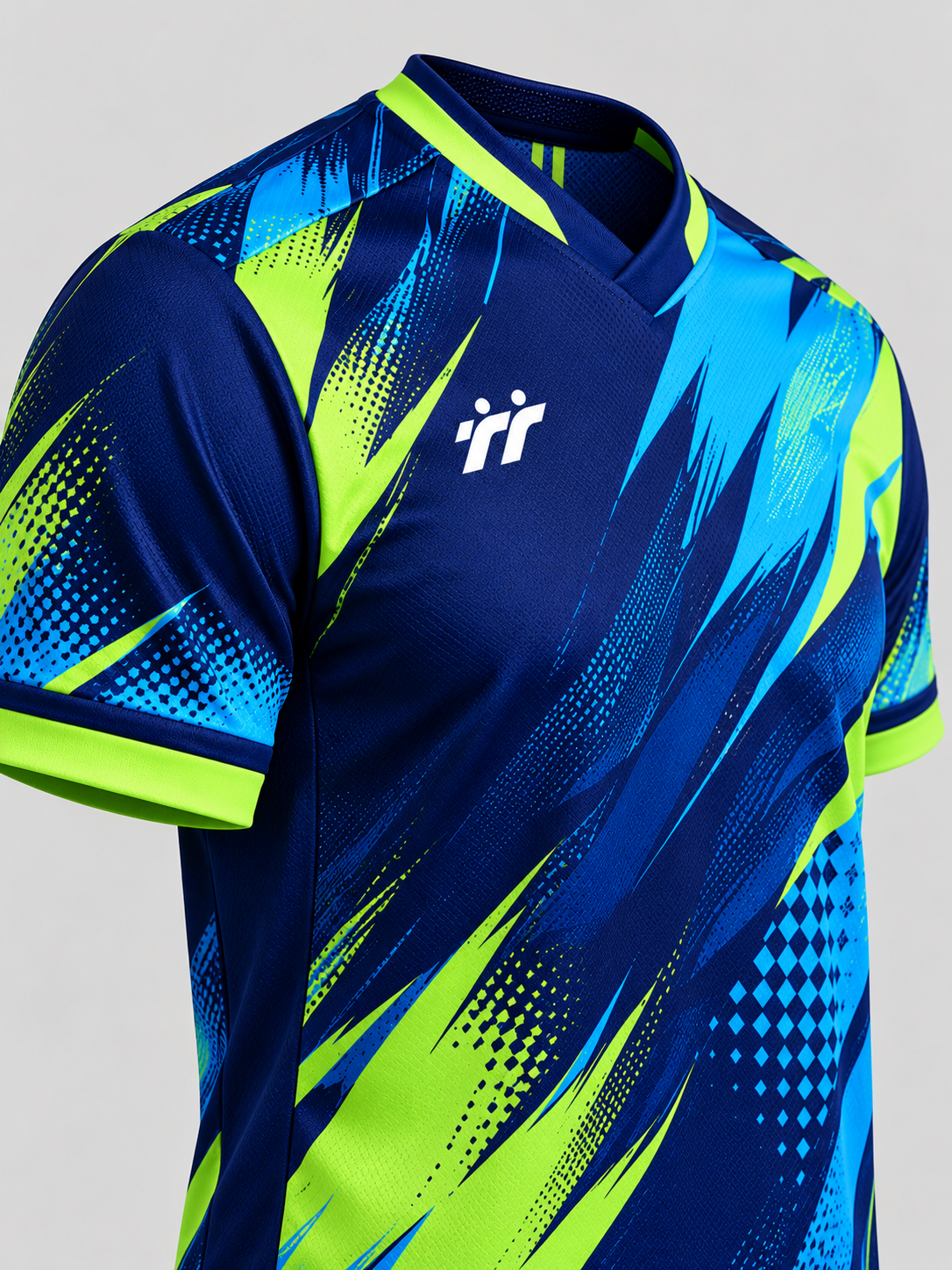 Maglia da calcio blu e verde neon